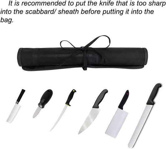 Knife Roll Bag, Chef’s Knife Roll Bag, Heavy Duty Chef Knife Roll Bag with 6 Slots, Waxed Canvas Knife Bag Roll, Knife Pouch Holder for Home, Kitchen, Grill (green)