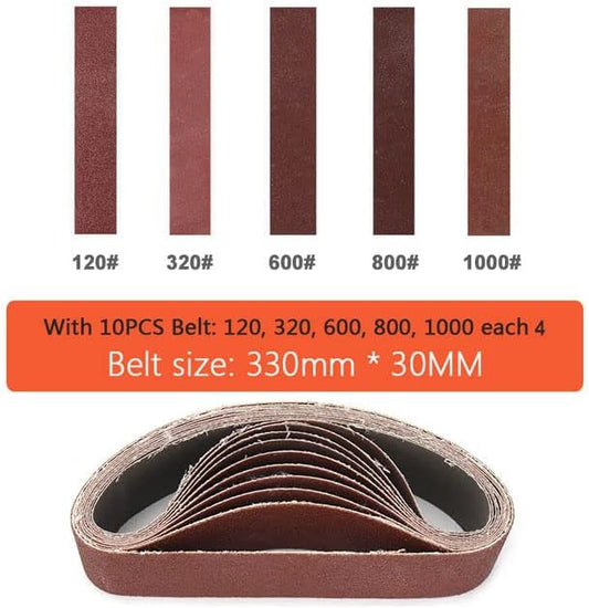 Mini Electric Belt-Sander Knife-Sharpener Sanding Machine - Small Bench Grinder Kit 7 Speed Adjustable Power Polisher DIY Polishing Grinding Tool For Knife Making, Wood Metal Working, Handcraft