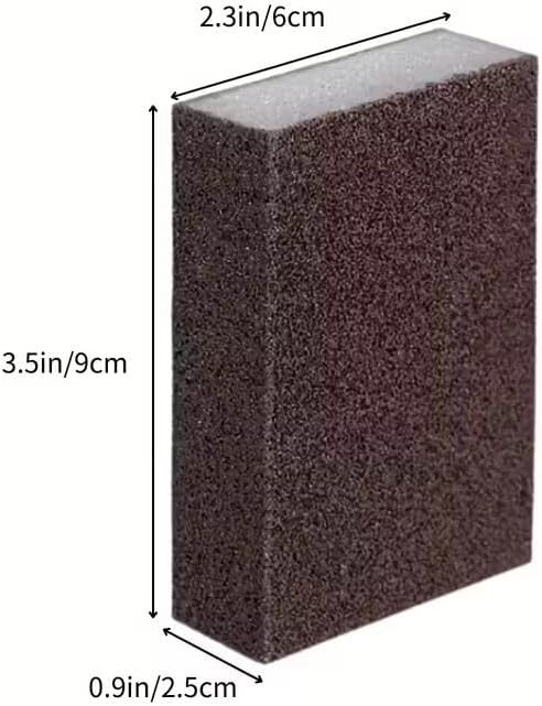 2 Pack Sandpaper Magic Sponge Cleaner Set, Ergonomic Handle Scrubber for Pots Pans Dishes, Rust Scale Removal Pad, Kitchen Cookware Stain Remover Tool