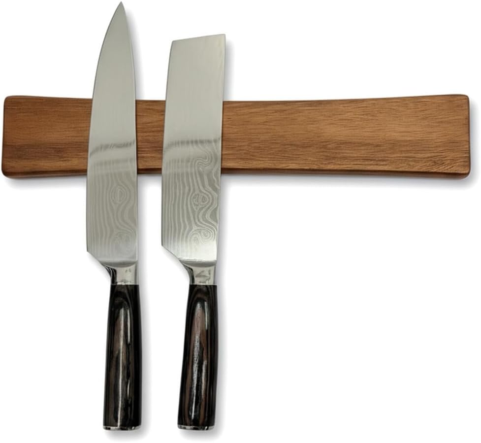 Magnetic Knife Holder for Wall & Refrigerator, 12/16 Inch Acacia Wood Magnetic Knife Strip No Drilling, Adhesive Strong Magnetic Knife Bar for Kitchen Utensil & Tool Organizer (30cm/12in)