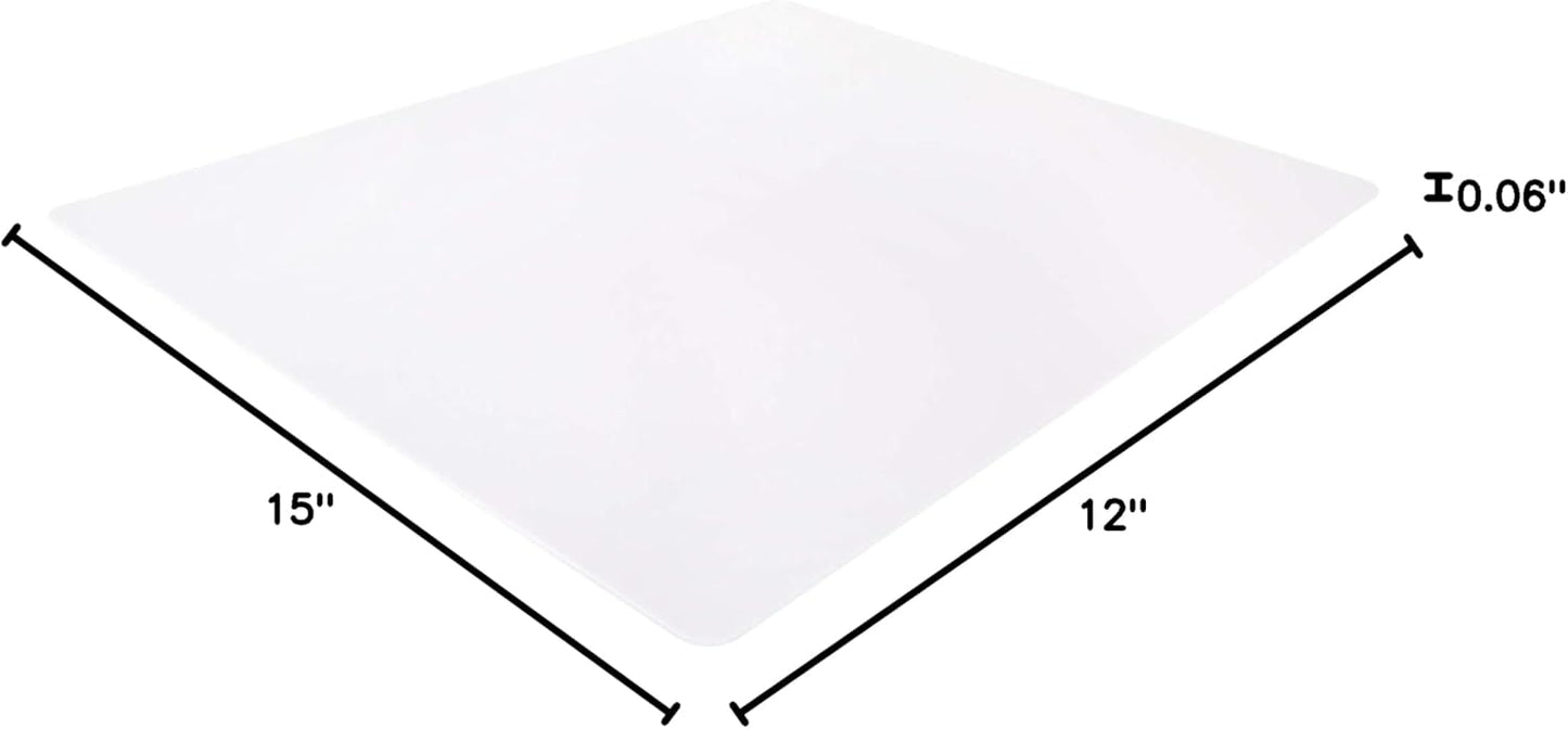 Commercial Grade Cutting Board Mats 15 x 12 Inch - 4 Pack Set, Flexible 1/16" Inch Thick White Plastic, Made from HDPE and NSF Approved for Food Service