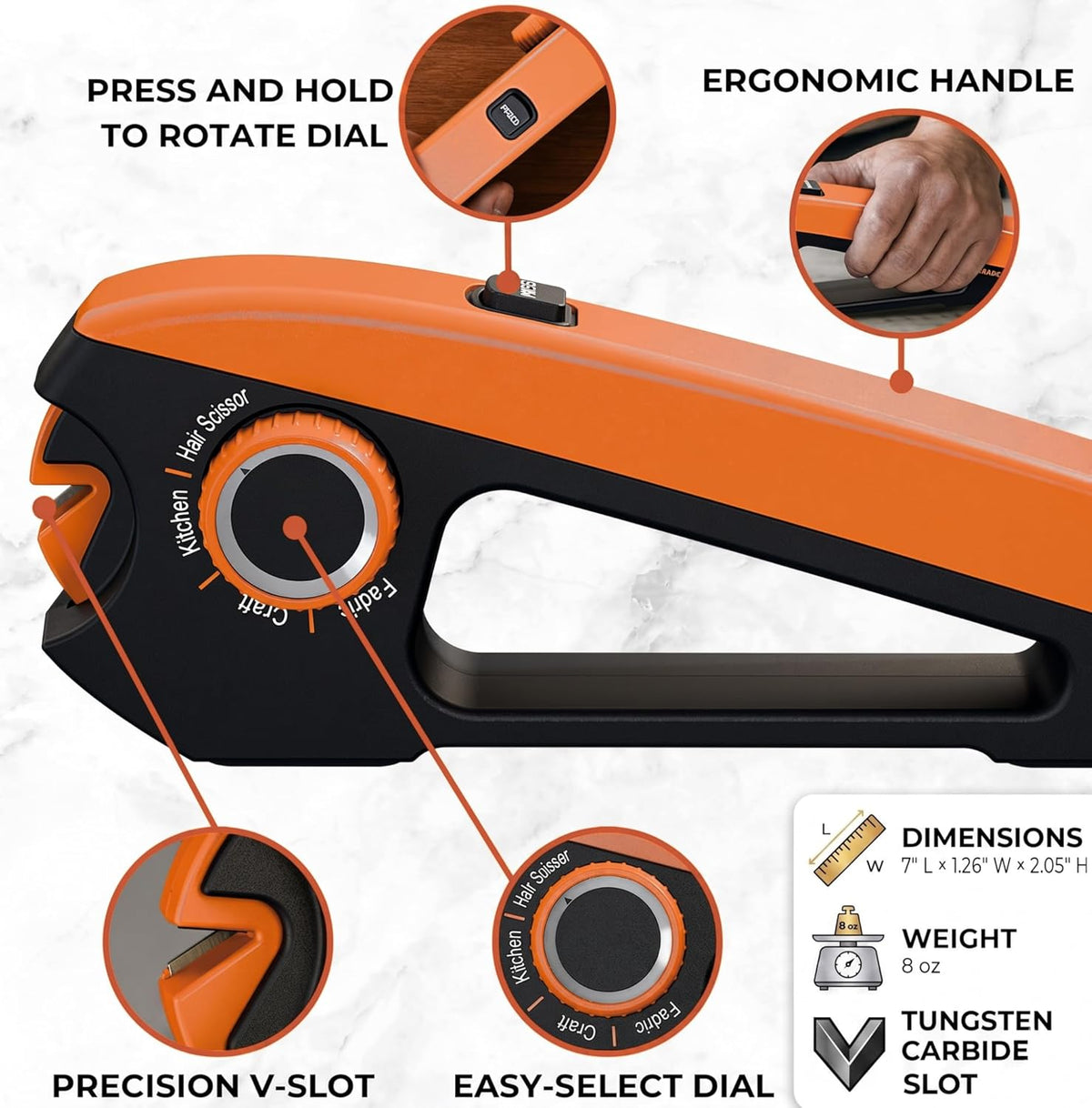 Scissors Sharpener Tool – 4 Angle Settings, Easy Manual Use | For Kitchen, Fabric, Sewing, Craft & Straight Hair Scissors – Quick, Right-Hand Sharpening