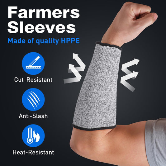 2 Pairs Arm Protectors, Protection Sleeves Forearm Covers Industrial Forearm Protectors Thin Skin and Bruising Cut Resistant Sleeve Level for Gardening Moving Working Size S