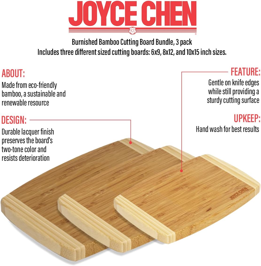 Bamboo Cutting Board Set 5 Pack (Compact, Small, Medium, Large, and XL)