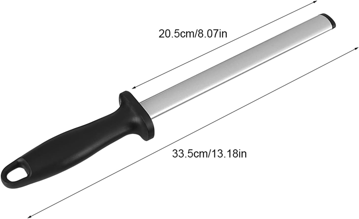 8 Inch Knife Sharpener Rod, Diamond Carbon Steel Knife Sharpener Stick, Professional Diamond Sharpening Steel Sharpener, ABS Handle Knife Honing Rod for Kitchen, Chef Knives
