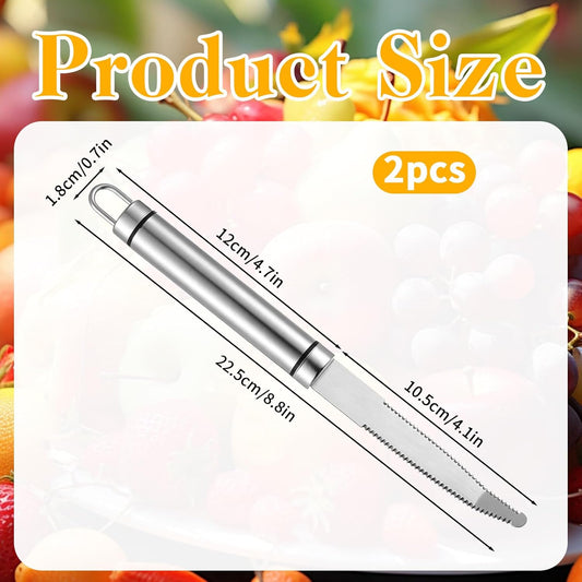 2Pcs Grapefruit Knife, Grapefruit Utensil Knifes, Curved Serrated Kiwi Knifes Fruit Cutter Peeler with Ergonomic Handle, Grape Cutter Tool Fast Flesh Separation for Orange, Lemon, Pomelo