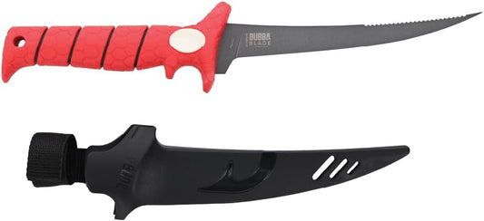 Tapered Flex Fillet Knife with Sperrated Spine 7" with Non-Slip Grip, Corrosion-Resistant Stainless Steel for Filleting, Fishing, Outdoors