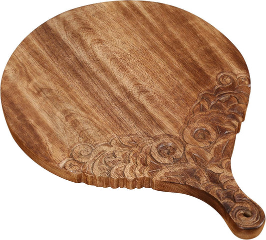 VERSAINSECT nd carved round Chopping & Serving Tray for kitchen, dining table and outdoor SIZE 17x12.5x0.95 inch