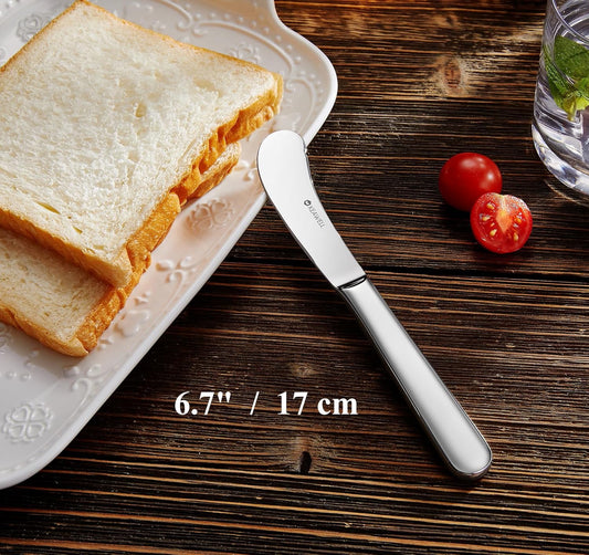 Premium Louise 4-Piece 6.7-Inch Stainless Steel Butter Knives | Butter Spreaders for Butter, Jam & Soft Cheese; Sturdy Construction; Smooth Edges; Balanced Feel; Dishwasher Safe