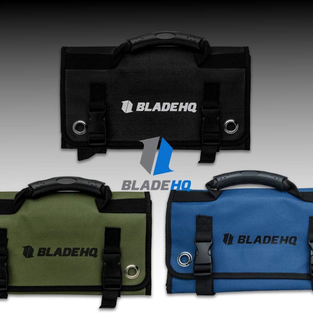 Knife Roll Bag Carry Case | Durable Nylon Storage Pocket With Carrier Handle - Black