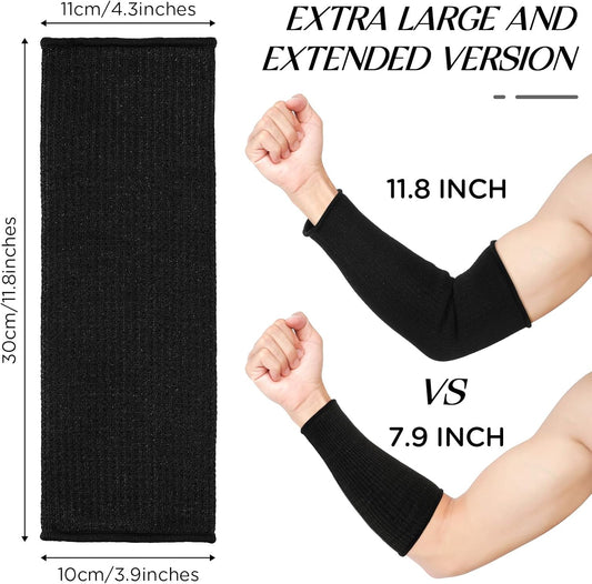 4 Pair Protective Arm Sleeves for Thin Skin Anti-Cut Burn Resistant Cover Forearm Sleeve for Cooking Construction(Black, 11.8 Inch)