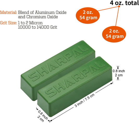 208H Polishing Compound Fine Green Buffing Compound 2-Pack | 106g / 4 Oz Total, Leather Strop Sharpening Stropping Compounds