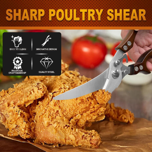 Kitchen Scissors, Poultry Shears Heavy Duty, Heavy Duty Kitchen Shears, Stainless Steel Poultry Scissors for Turkey, Chicken, Thanksgiving, Christmas Day
