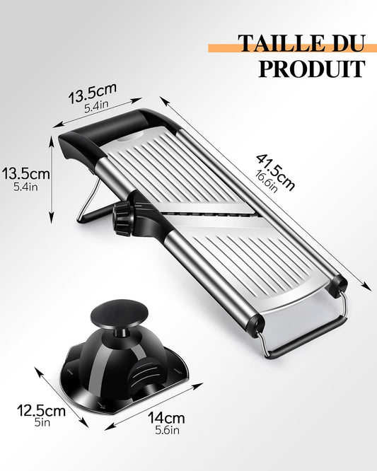 Adjustable Mandoline Food Slicer,Vegetable Slicer Fruit Cutter | Stainless Steel Mandoline Slicer, Julienne Slicers for Kitchen Onion Potato, Tomato, Vegetable, and Fruit, Dishwasher Safe