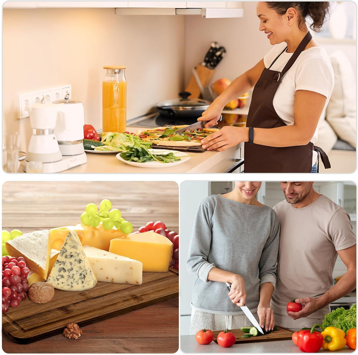 12 Pack Bulk Plain Cutting Board Set Kitchen Chopping Boards Rectangular Blank Cutting Board Wood Crafts Serving Board for Christmas Wedding DIY Engraving Gifts(Bamboo,12 x 8 Inch)