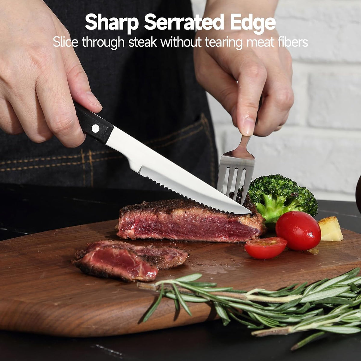 Steak Knives, Steak Knife Set of 8, German Stainless Steel Steak Knife Serrated, Silver