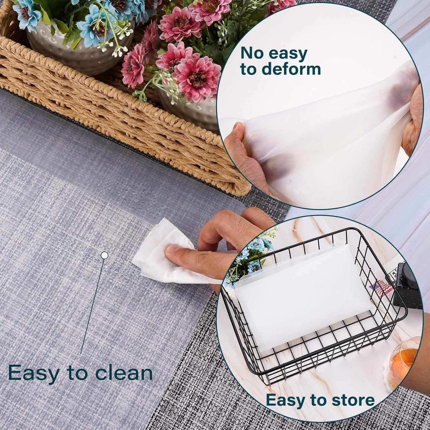 Silicone Craft Sheet - Large Nonstick Nonskid Mat, Countertop Protector, Table Placemat, Resin Casting Molds Mat, 27.6" x 19.7", Light Gray