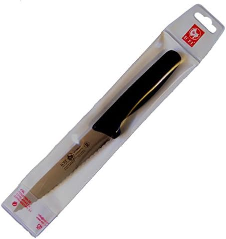 Cutlery 5 1/2-inch Stiff Boning Knife, Extra Wide Serrated Blade, Black Handle