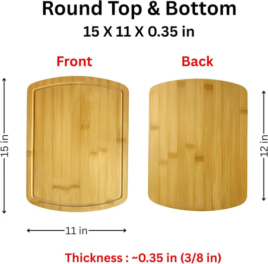 Set of 6, Bulk Bamboo Cutting Boards with Juice Groove – 15X11" Rounded Rectangle Large Charcuterie Trays, Grazing Platters, Blank Wood for Engraving, Epoxy Crafts, Resin Arts, Wall Decor