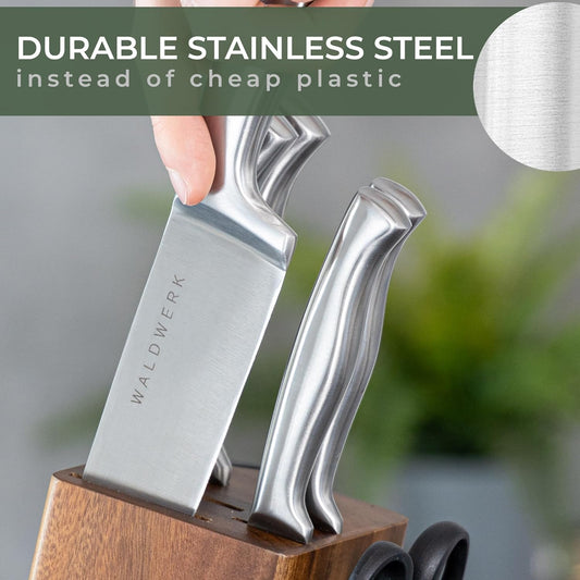Knife Set - 7pcs Kitchen Knife Set with Block and Integrated Sharpener - Kitchen Knife Set - Knife Block Set - Kitchen Knifes - Knives Set for Kitchen - Knife Block - Knife Set with Block
