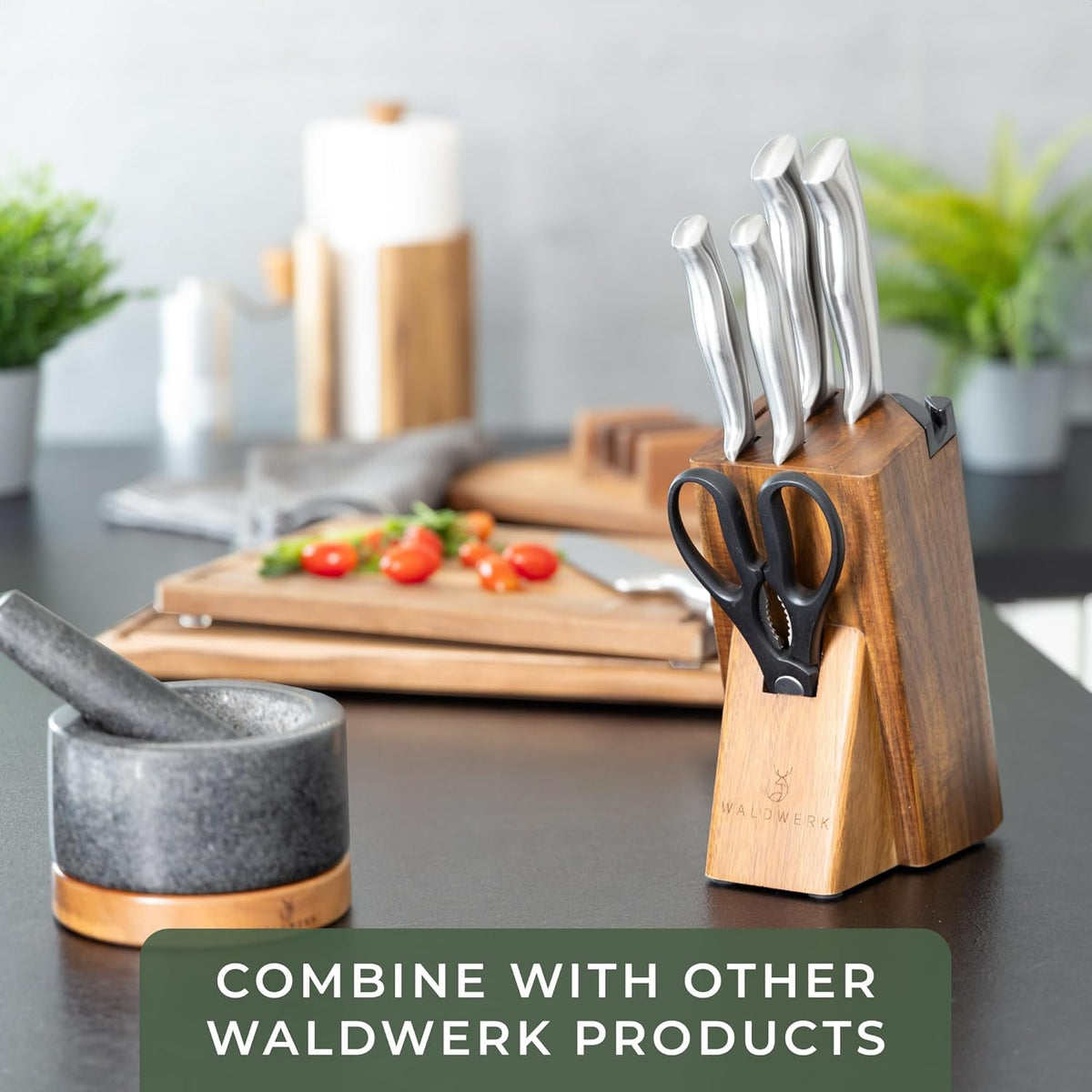 Knife Set - 7pcs Kitchen Knife Set with Block and Integrated Sharpener - Kitchen Knife Set - Knife Block Set - Kitchen Knifes - Knives Set for Kitchen - Knife Block - Knife Set with Block