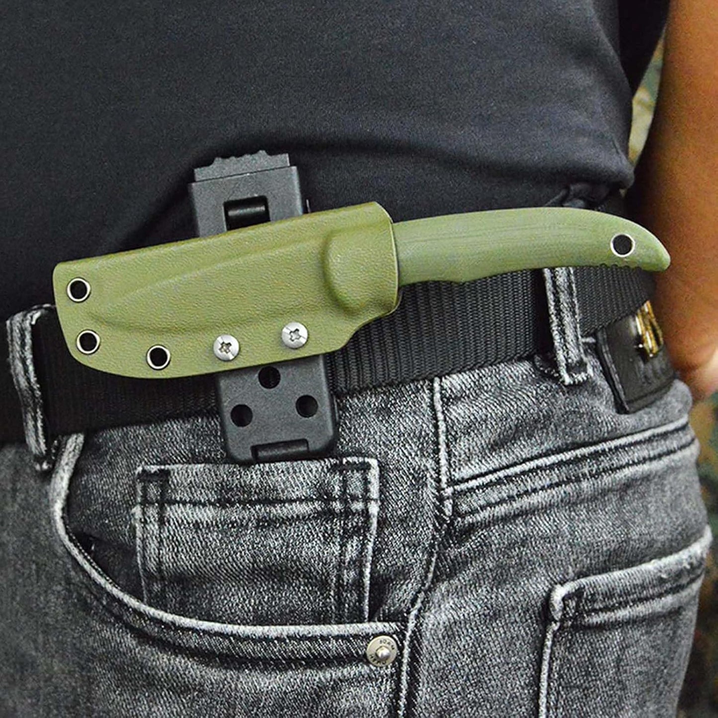 2-Pack Tactical Knife Clip Holster Kydex Belt Sheath | Compatible with EDC, Camping & Utility Tools (Black)