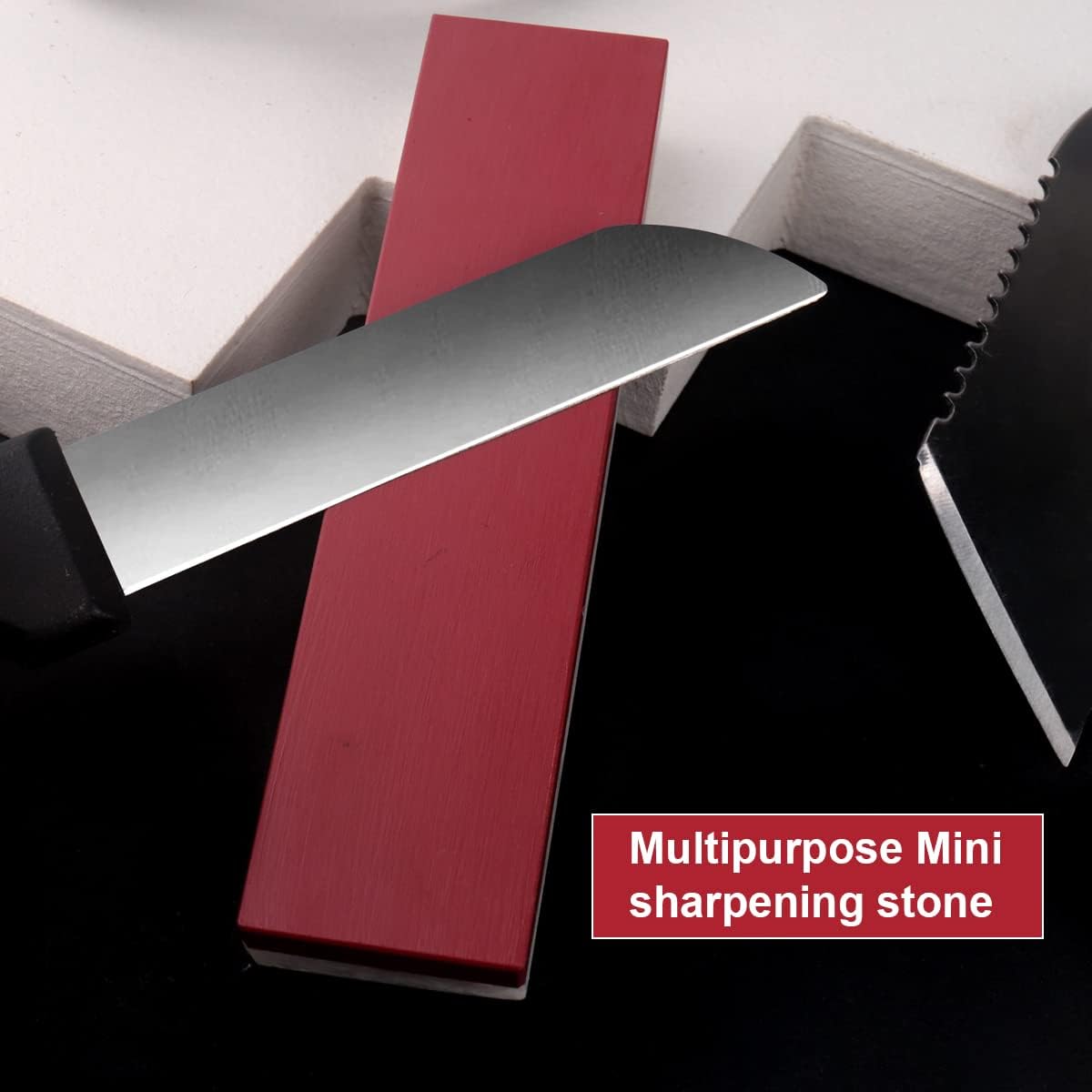 Combination Sharpening Stone Knife Sharpener,Ruby Pocket-Sized Whetstone,2 in 1 Grits Fine Polishing Small (3000#/10000#) Polishing Edge Stone(4 inch)