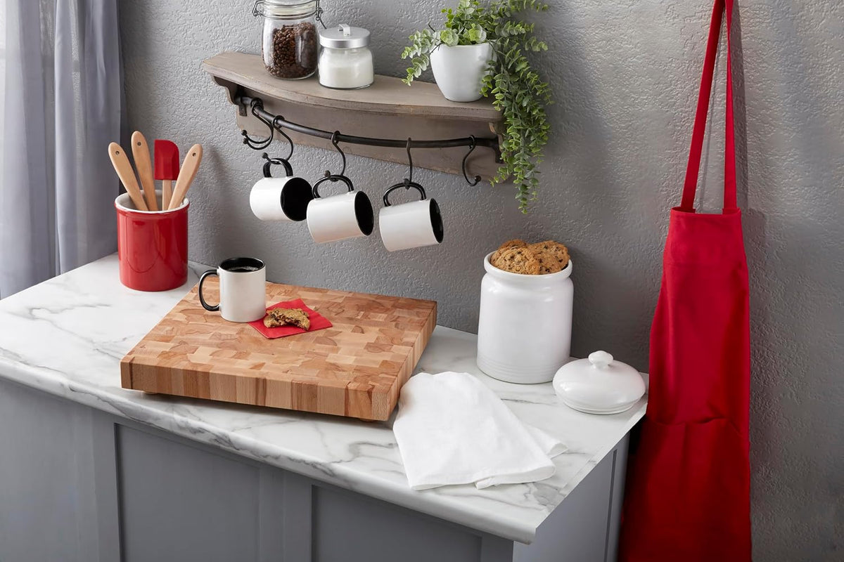 Premium Wooden Cutting Board 16x18x1.75 - Handcrafted North American Hardwood End Grain with Feet - Charcuterie/Wedding Gift - Made in USA