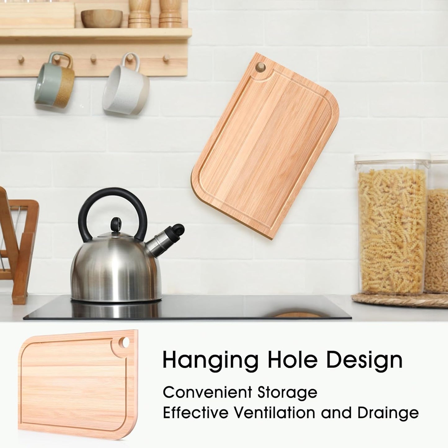 11.5"x 8" Small Bamboo Wood Cutting Board, Lightweight Wooden Fruit Cutting Board for Home.