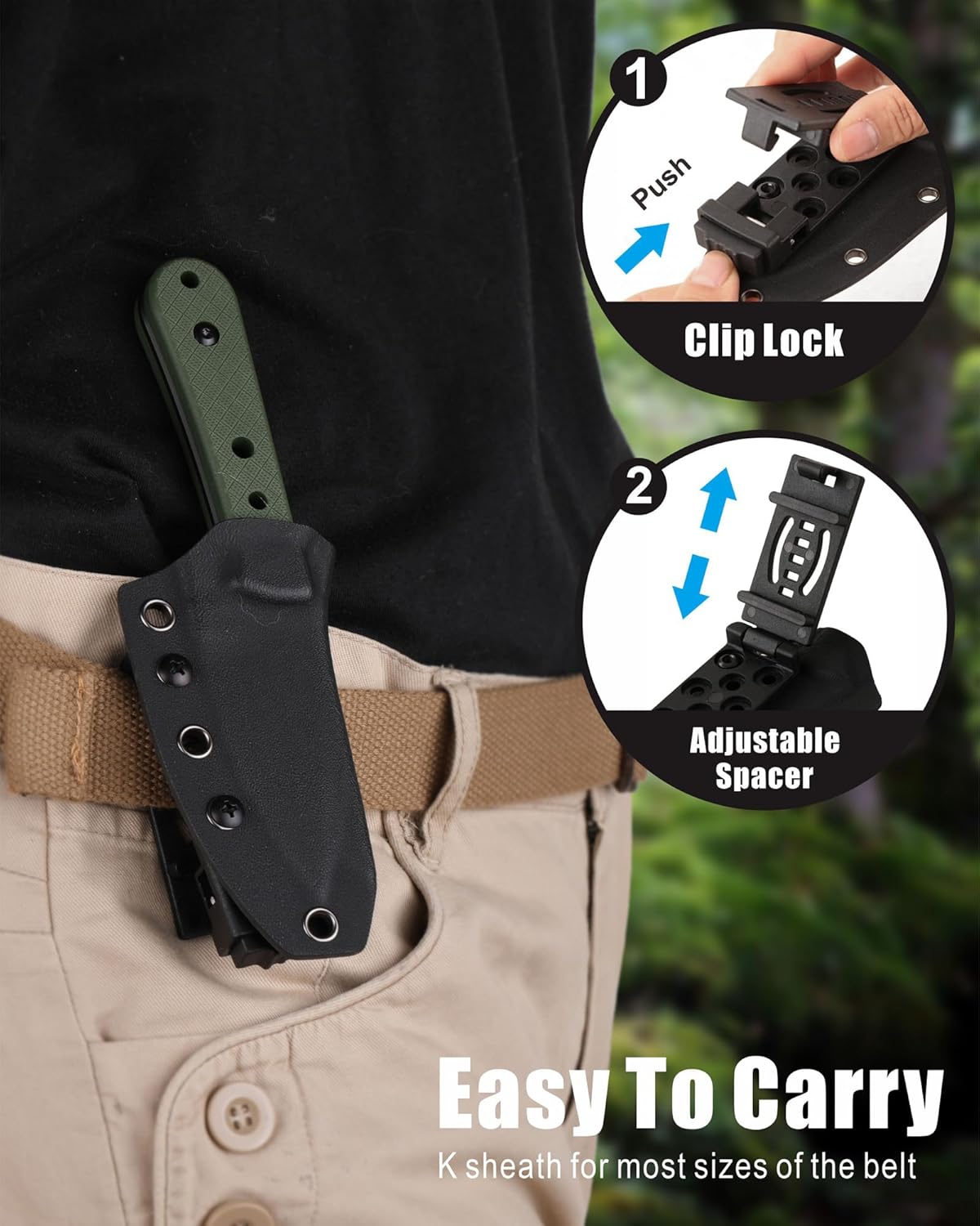 REAT Fixed Blade Knife with Kydex Sheath, 3.75" D2 Steel Blade,Ergonomic G10 Handle, Sharp EDC Knife, Small Tool for Camping Survival Tactical Hiking,Gifts for Men,Women