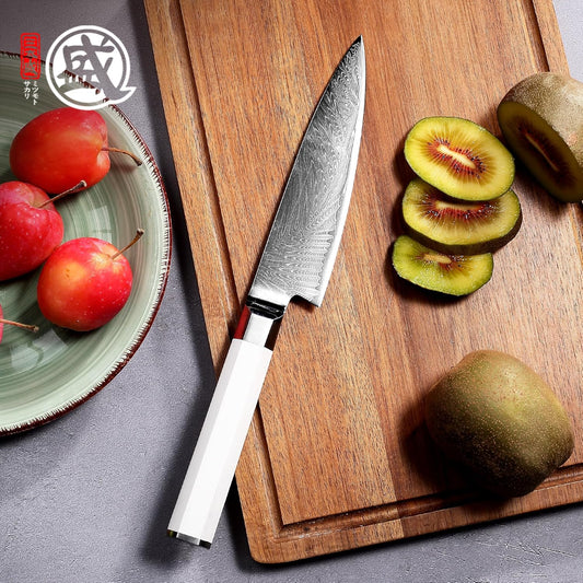 5.6-Inch Japanese Paring Knife, 67-Layer VG-Pro Damascus | Fruit Peeling and Trimming, Petty Knife Control, Deep-Cryo Treatment, G10 Handle, Sandalwood Box