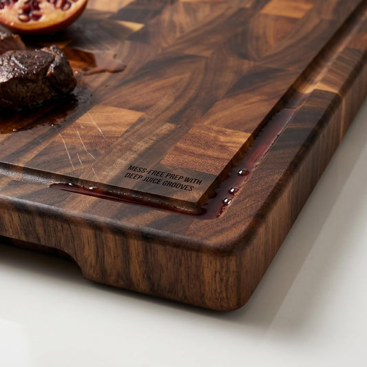 Walnut Cutting Board for Kitchen, 14x10x1" End Grain Cutting Board with Juice Groove, Reversible Solid Wood Butcher Block Cutting Board, Charcuterie Board, Tablas Para Picar Cocina