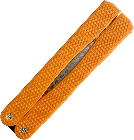Double Sided Diamond Knife sharpener, Pocket Sharpening Stone, 400/600 Grit Foldable Knife Sharpener Gritstone Whetstone with Non-slip Handheld (Orange)