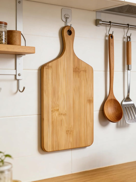 Small Bamboo Cutting Board with Handle, 13x6.5Inch Charcuterie Serving Tray | Premium Natural Wood Serving Board. Perfect for cutting, serving cheese charcuterie. Eco-friendly. Kitchen Décor. Ideal Gift