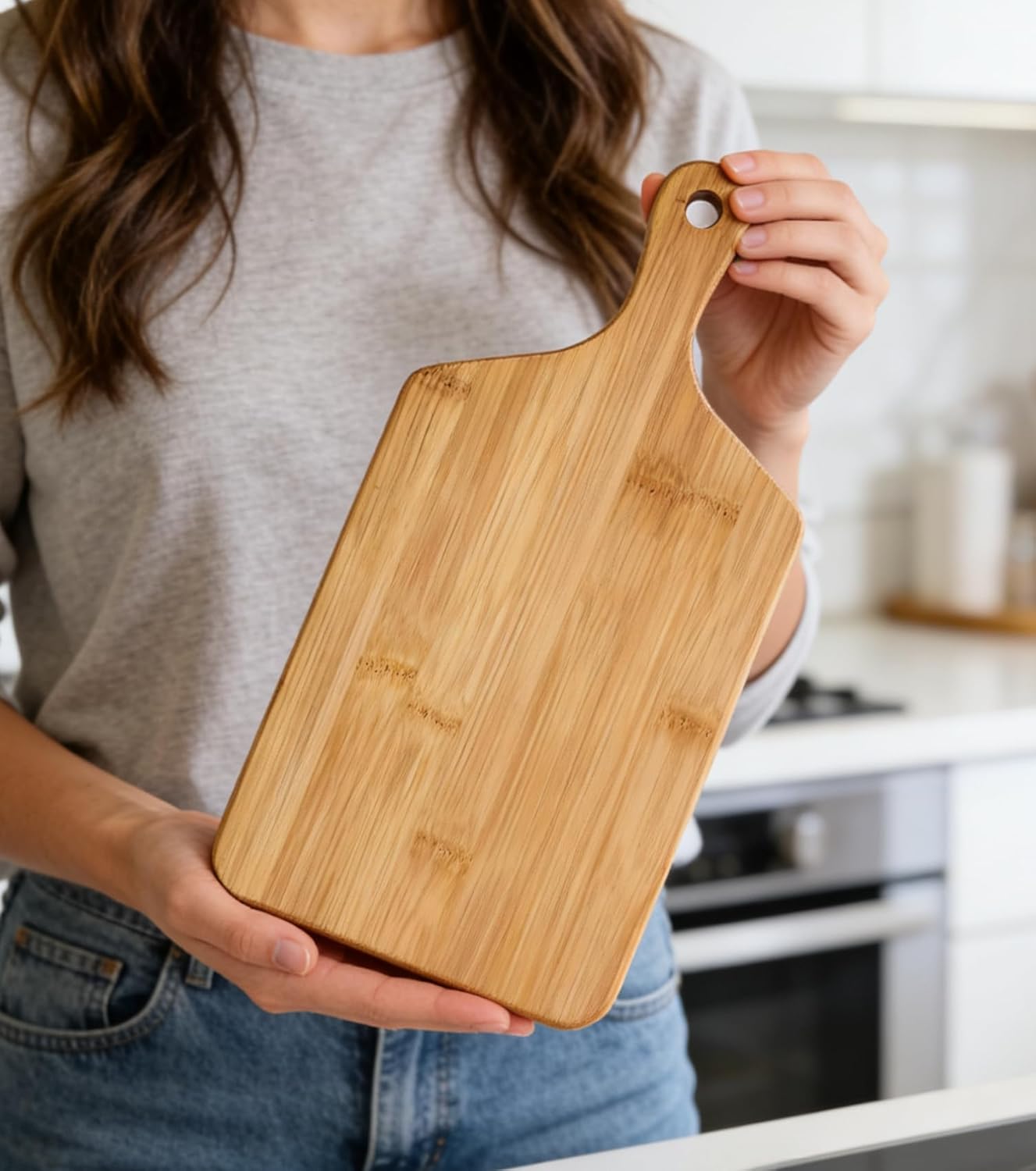 Small Bamboo Cutting Board with Handle, 13x6.5Inch Charcuterie Serving Tray | Premium Natural Wood Serving Board. Perfect for cutting, serving cheese charcuterie. Eco-friendly. Kitchen Décor. Ideal Gift