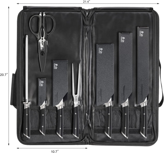 Cangshan HELENA Series German Steel Forged BBQ Knife Set (Black, 9-Piece Bag Set)