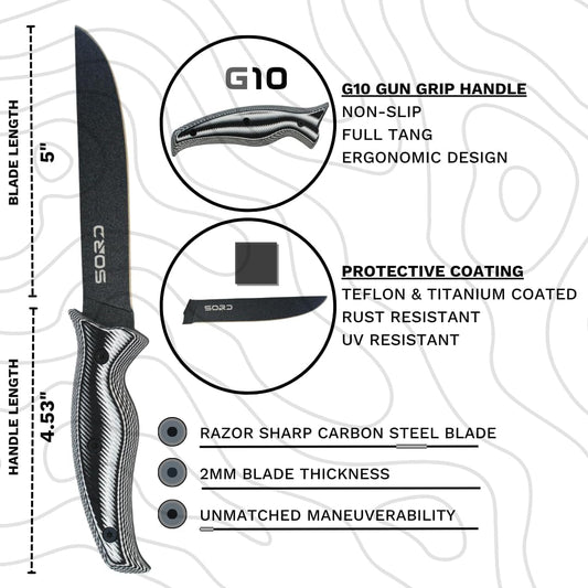 SORD Fillet Knife - 5-9" Filet Knives For Fish - Razor Sharp Boning Knife - Saltwater and Freshwater Fishing - Includes Kydex Sheath - Full Tang Blades | G10 Non Slip Grip | Corrosion Resistant