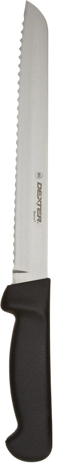 Dexter-Russell Basics P94803B 8" Scalloped Bread Knife with Black Polypropylene Handle