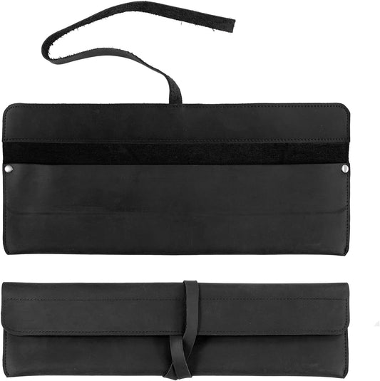 Leather Double Knife Roll for Chefs,Vertical Knife Storage Case,Portable Travel Carry-On Roll Bag,Rectangular Protector Sheath Pouch Organizer for Chef Kitchen Cutlery Knives Accessories,Cooking Tool