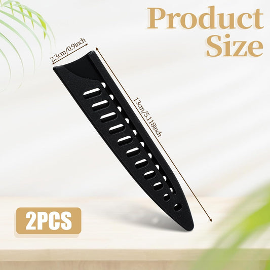2 Pcs Knife Sheath Blade Protector Kitchen Safety Knife Covers or Sleeves for 5 inch Paring Knives Universal Black Plastic Knives Guards for Kitchen