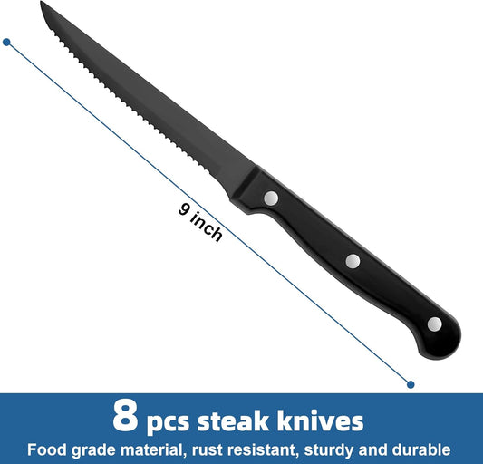 Steak Knives Set of 16, Sharp Triple Rivet Steak Knife Sets, High-Carbon Stainless Steel Serrated Blades, Ergonomic Handles Serrated Steak Knives, Dinner Knife for Kitchen Restaurant, Dishwasher Safe