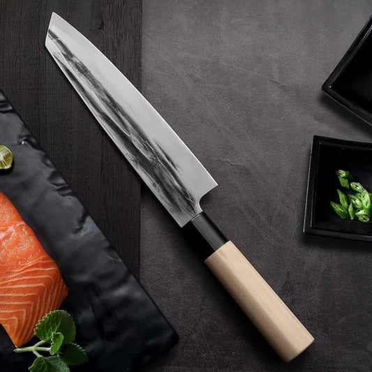 Waterboss,Japanese Sushi Chef Knife Salmon Knife Slicer Razor Sharp Sashimi Watermelon Knives, 5Cr15mov Stainless Steel Sashimi Yanagiba Knife, Maple Handle, 11.8inch (300mm)