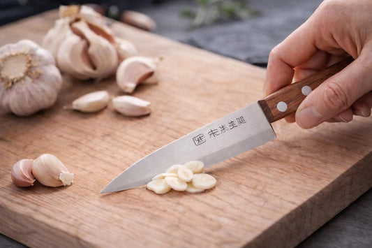 Japanese Seki Petty Knife 120mm, Stainless Steel Utility Kitchen Knife with Wooden Handle