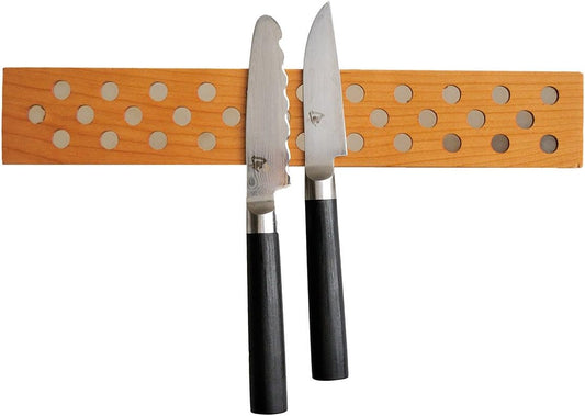 Magnetic Wooden Knife Bar Holder Strip, Cherry or Walnut, 12, 16, 20, or 24 Inch (16 Inch, Walnut)