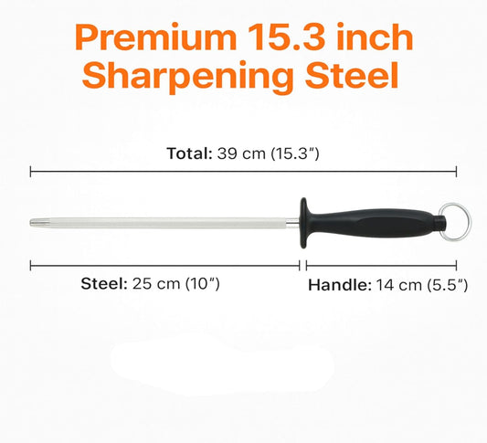 Honing Rod 10 Inch, Knife Sharpener for Kitchen Knives, Magnetized High Carbon Steel Honing Steel with Ergonomic Handle, for Chef and Butcher Knives
