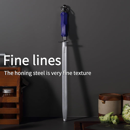 Honing Steel 12 inch Professional Knife Sharpener Honing Rod, Fine Lines, High Carbon Steel, High hardness, Flat Knife Sharpening Steel