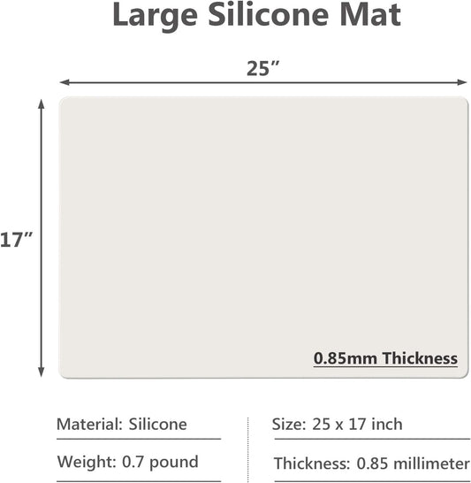 Gartful 25“x17”x0.03“ Silicone Mats for Kitchen Counter, Large Silicone Countertop Protector, Nonskid Heat Resistant Desk Saver Pad, Multipurpose Mat, Placemat, Dark Gray
