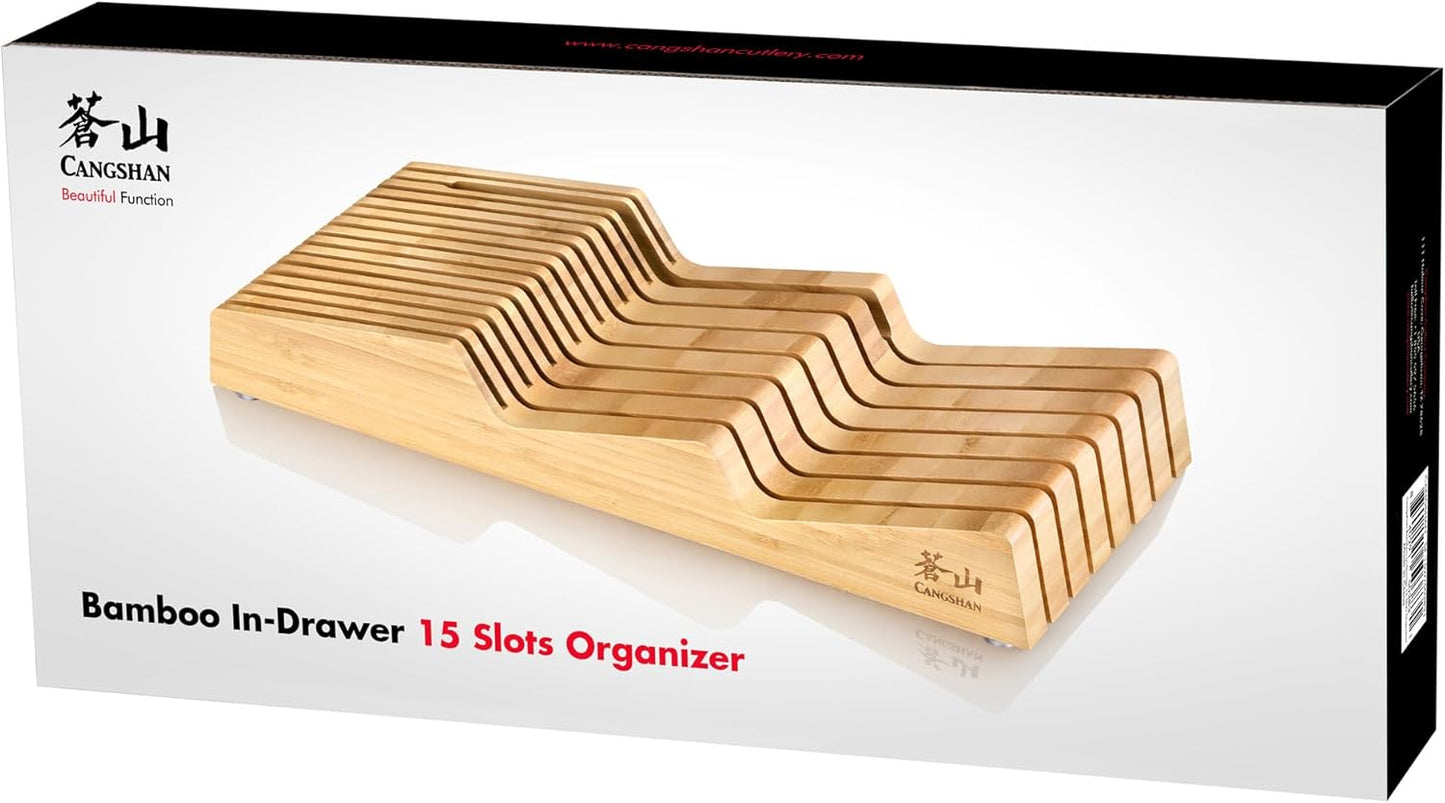 Cangshan 503831 Bamboo In-Drawer 15-Slot Knife Organizer