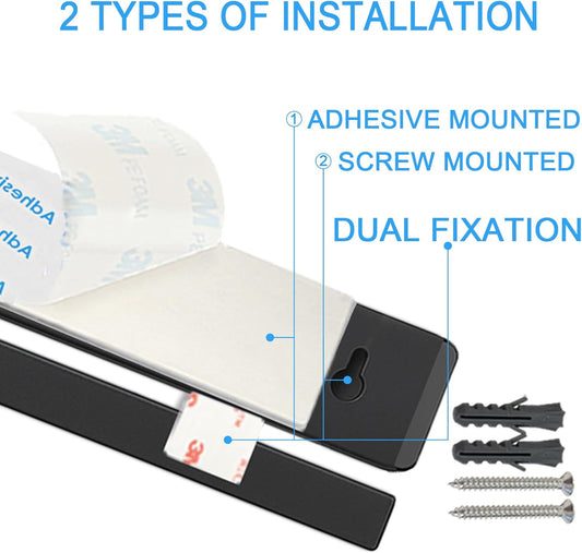 TOUKA 12 Inch Magnetic Knife Holder, Knife Magnetic Strip for Wall, magnetic knife holder for refrigerator, No Drilling with 6 Hooks, Includes 3M Adhesive and Screws, Strong Magnet Kitchen Organizer