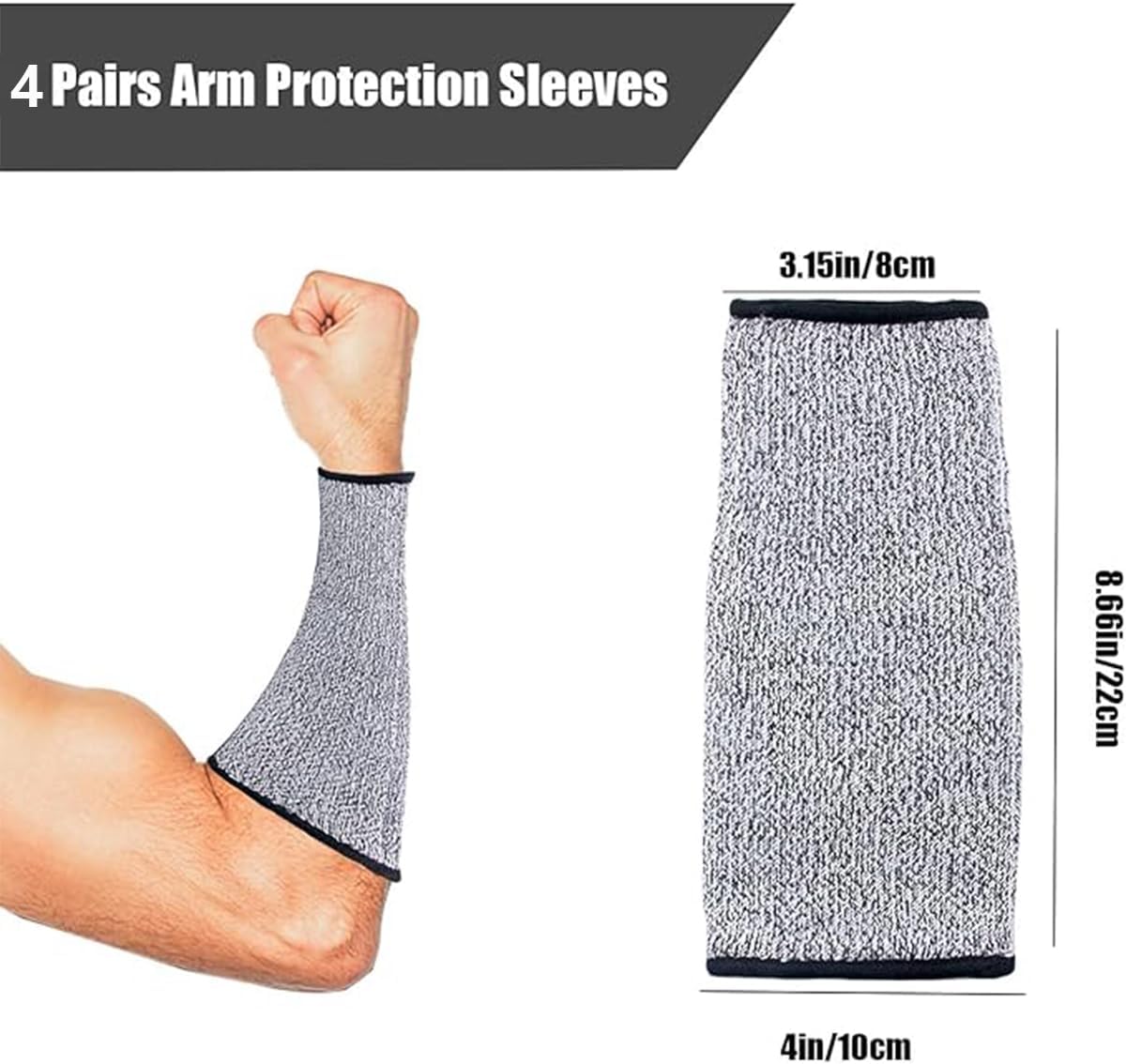4 Pairs Arm Cover Protection Sleeves Level 5 Protection Cut Burn Resistant Sleeve Anti Abrasion Forearm Protector